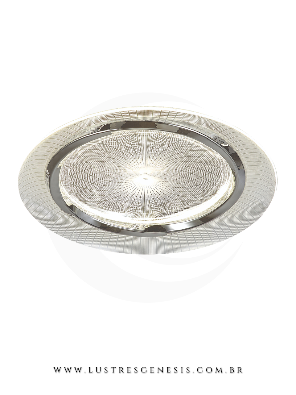 Lustre Plafon LED Moderno Metal Cromado DCX02339 Ø50cm 60W 3000LM Bivolt, Sala de Estar, Cozinha, Quartos, Banheiro, Area Gourmet